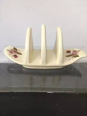 Buy Axe Vale Pottery, Two Slice Toast Rack, For One. Decorated With Pink Rose Buds. • 5£