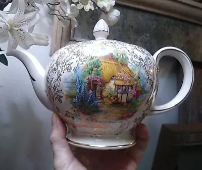 Buy Art Deco Somerset Cottage Teapot Gilding 17cm • 22£
