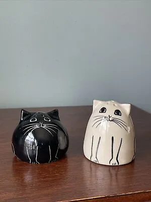 Buy KD Karen Donleavy Art Pottery Black & White Cat Salt & Pepper Shakers ~ Signed • 36.94£