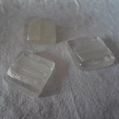 Buy Silver Foil Lined Glass Square Beads ~ 10 X White • 3.40£