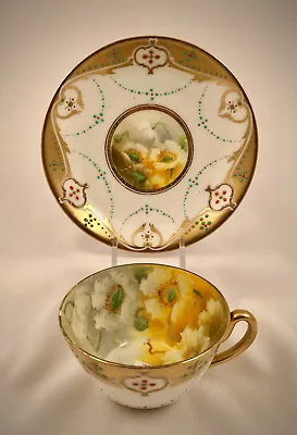 Buy Antique Royal Adderley Tea Cup & Saucer, Jeweled, Art Nouveau • 468.36£
