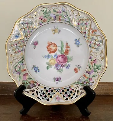 Buy Schumann Arzberg Bavaria Chateau Dresden Flowers Tulip Reticulated Plate  8.5” • 43.22£