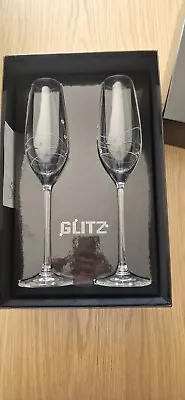 Buy Dartington Glitz Flute Pair Glasses With Swarovski Elements, New • 5.50£
