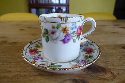 Buy 1958 Royal Crown Derby Floral Coffee Cup And Saucer Bone China • 6£