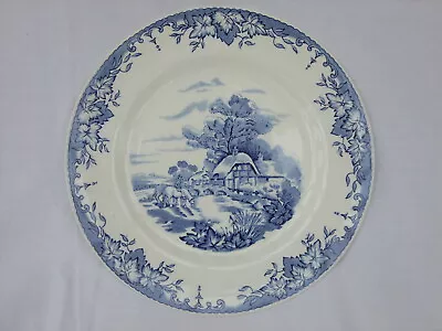 Buy Crown Clarence England 3957  Blue & White Country Scene Dinner Plate • 2.95£