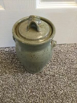Buy Vintage Green Speckled Studio Pottery Lidded Pot Jar In VGC Height 20cm • 8£