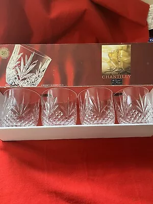 Buy Chantilly Cristal De France  24% Lead Crystal Whisky Glasses Set Of 4 - Boxed • 15£