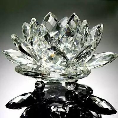 Buy Crystal Glass Lotus Flower Candle Holder Candlestick Home Decor Craft Tea Light • 5.54£