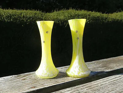 Buy A Decorative Pair Of Franz Welz Bohemian Yellow & White Spatter Glass Vases  • 19.99£