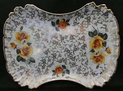Buy Vintage Old Foley James Kent Ltd Sandwich Plate With Yellow Roses And Gold Trim • 26.02£