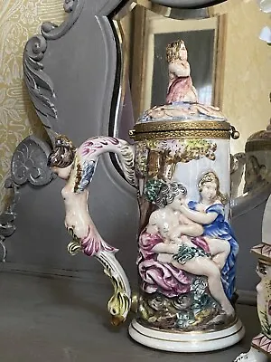 Buy Capodimonte Porcelain Jug/ Pitcher/ Jar Hand Painted Vintage • 100£
