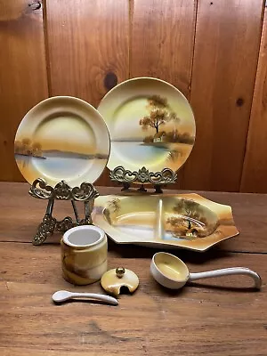 Buy Noritake Tree In The Meadow Japan Service 7 Pieces Hand Painted 1930s? NICE • 53.13£
