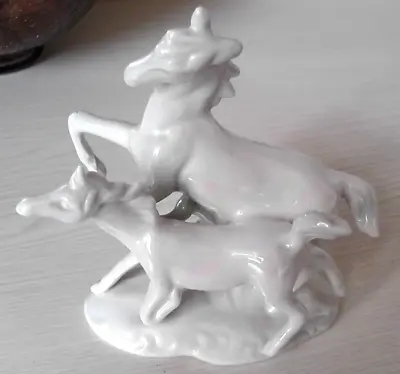 Buy Vintage 1980s Capodimonte Mare & Foal Glazed Porcelain Figurine Italy 11.5x11cm • 7.50£