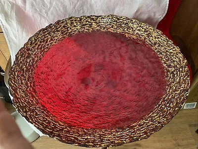 Buy Monna Hand Made Bowl 15 3/4 Inches Red With Gold Trim  • 19.17£