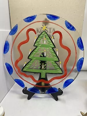 Buy Kosta Boda Art Glass Plate Christmas Tree Candle Lights Star Yellow Red Blue 12” • 52.18£