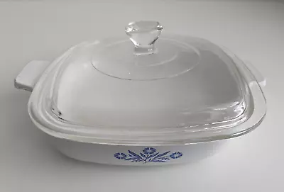 Buy Vintage Pyrosil Corning Ware Casserole Dish Glass Lid 7 In White Blue Cornflower • 16.99£