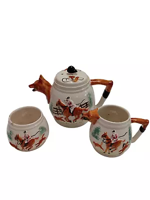 Buy Vintage Fox & Hounds Hunting 3 Piece Tea Pot Set PPC Paramount Pottery Co. • 6.99£