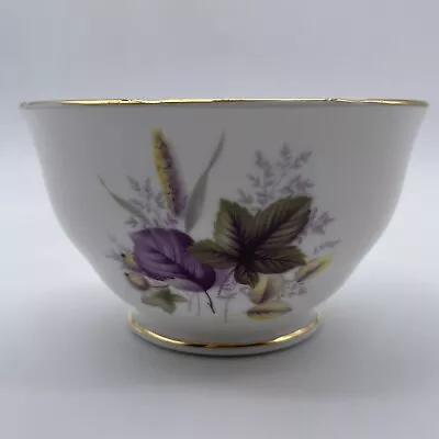 Buy Vintage Duchess Bone China Sugar Bowl Purple Flower Leaves Pattern Gold Rim • 3.99£