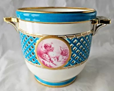 Buy Minton Antique Twin Handled Large Vase Fretted Blue Celestre Cupids • 365£