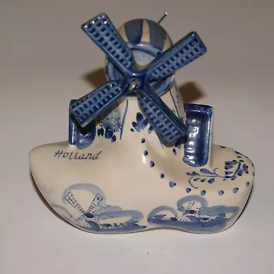 Buy Vintage Blue Delftware Ceramic Dutch Windmill On Clog • 0.99£