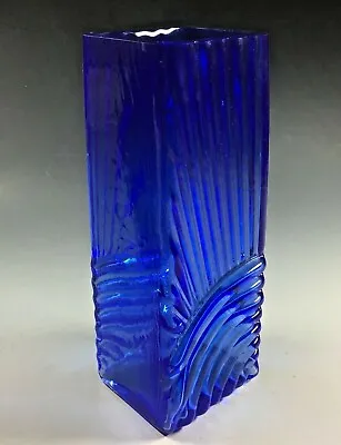 Buy OURGLASS 98 Signed Blue Glass Vase Cockington Art Glass Whitefriars Style Piece  • 24.95£