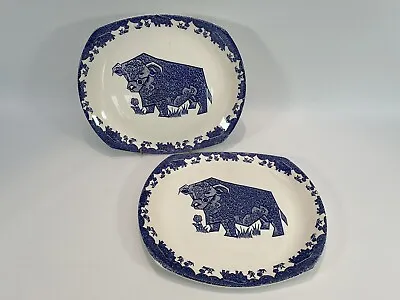 Buy Vintage English Ironstone Tableware Beefeater Blue Bull Steak & Grill Plate X 2 • 21.99£
