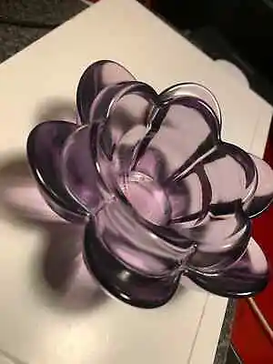Buy Heavy Purple Cystal Glass Flower Shaped Candle Holder . • 7£