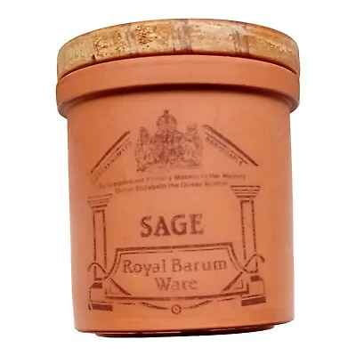 Buy VTG Royal Barum Ware Terracotta Sage Jar + Wooden Lid With Seal. Glazed Inside. • 6.95£