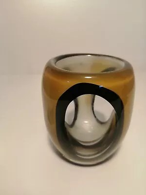 Buy Vintage Novy Bor Czech Amber Glass Vase - Handmade Bohemian Beauty • 29.90£
