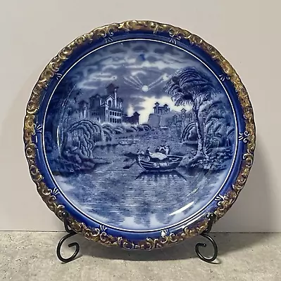 Buy Antique Plate Flow Blue Pottery J Kent Handfinished Semiporcelain 1910 10 1/4  • 24£