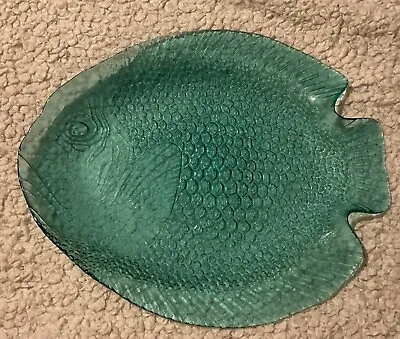 Buy Vintage Arcoroc France Glass Fish Shaped Serving Plate Green Colour • 24.49£