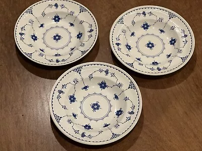 Buy 3 Masons Ironstone Blue Denmark Rimmed Soup Bowls Or Lovely Pasta Good No Chips • 11.95£