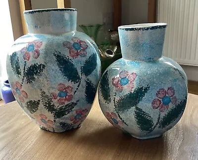 Buy Two Vintage Prinknash Pottery Spongeware Vases Floral  15 Cm And 13cm • 30£
