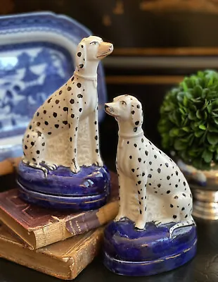 Buy Stunning Rare 19C English Staffordshire Dalmatian Fox Hunt Mantle Dog Pair 5.9” • 661.26£