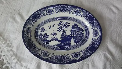 Buy English Ironstone Staffordshire Old Willow Oval Dinner Server Plate • 3£