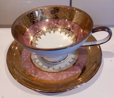 Buy Bavarian Pink Gold Lustre Small  Cup And Saucer • 15£