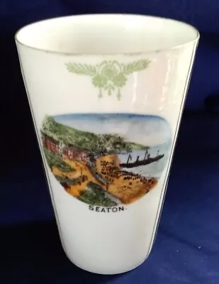 Buy Rare Victorian Milk Glass Hand Painted Beaker - Seaton • 15£