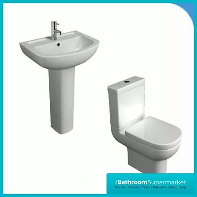Buy Studio Toilet WC Pan Cistern Basin Sink Pedestal Ceramic Bathroom 4 Piece Set • 229£
