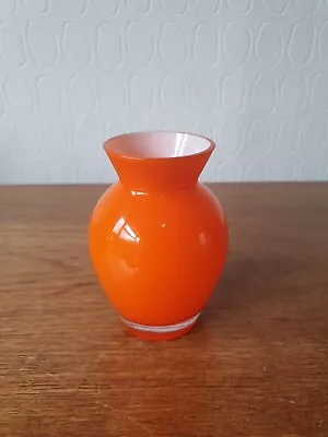 Buy  Vintage Lindshammar  Swedish Glass Vase Orange( A14) In Great Condition  • 35.99£