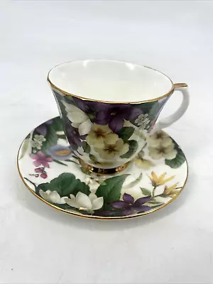 Buy Duchess Fine Bone China Gilded Pedestal Teacup & Saucer Set W/Floral Pattern • 27.50£