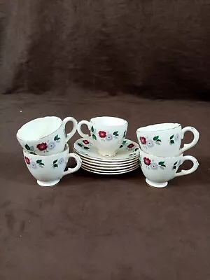 Buy Royal Cauldon Glendale 5 Coffee Cup And 6 Saucer White Floral Gold Detail • 15£