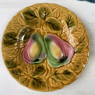 Buy Sarreguemines French Majolica Embossed Pears 20 Cm Dessert Plate VGC Some Wear • 25£