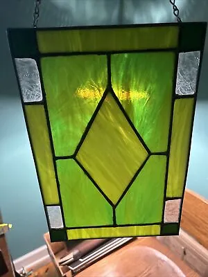 Buy VTG ANTIQUE Green Stained Glass Light Catcher Window Hanging • 218.95£