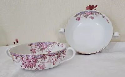 Buy Vintage 2x Spode 'Irene' Two Handle Soup Bowls With Floral Design.  • 19.99£