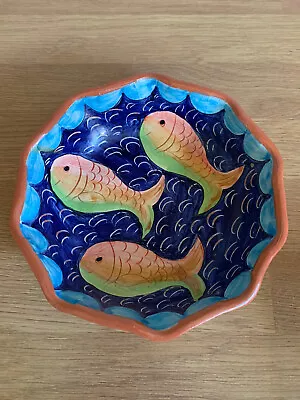Buy Decorative Clay Pottery BOWL With FISH  Detail - 55 X 4 Cm • 3.99£