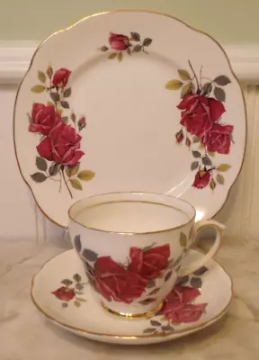 Buy Duchess Bone China Red Roses Tea Cup, Saucer & Plate Trio Set  Made In England • 32.60£