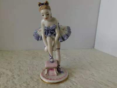 Buy Stunning Irish Dresden Figurine Porcelain Lace Ballerina Dancer In Tutu - Lilac • 188.80£