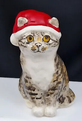 Buy Winstanley Size 2 Pottery Christmas Cat With Cathedral Glass Eyes New Signed (B) • 48£