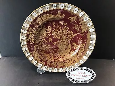 Buy Royal Crown  Derby Heraldic Maroon Burgundy Birds Paradise Dinner Plate 1973 VGC • 85£