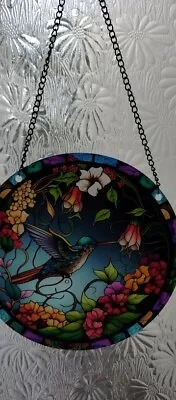 Buy Hummingbird Stained Glass Effect Sun Catcher Roundel New     • 2.50£